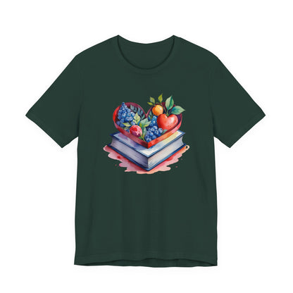 Book and Fruits Watercolor Tee