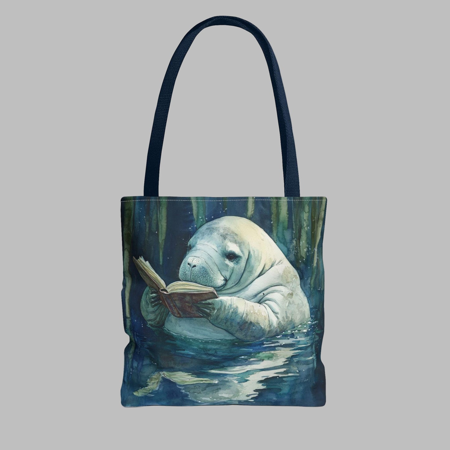 Manatee Reading Book Tote Bag