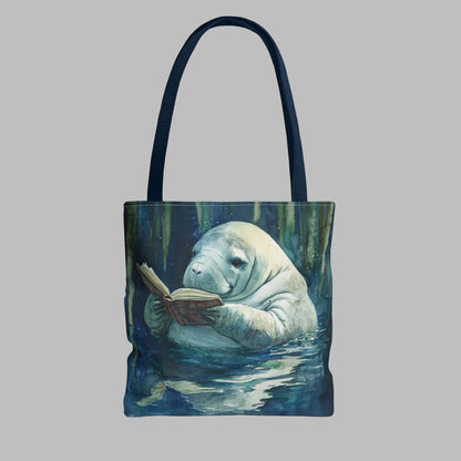 Manatee Reading Book Tote Bag