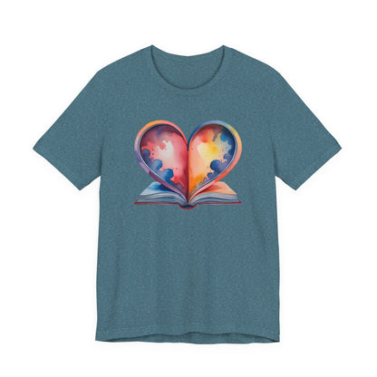Colorful Heart in Watercolor Book Love Tee