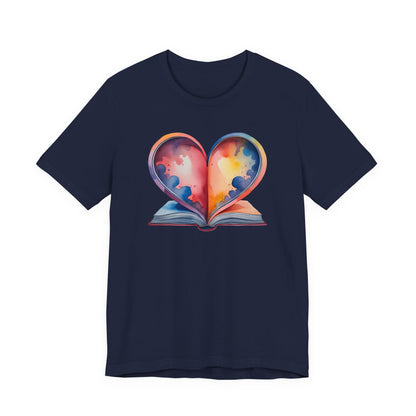Colorful Heart in Watercolor Book Love Tee