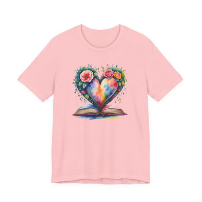 Floral Heart With Book in Watercolors T-Shirt