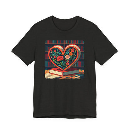 Library Book Love with Floral Design Tee