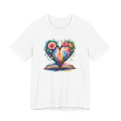 Floral Heart With Book in Watercolors T-Shirt