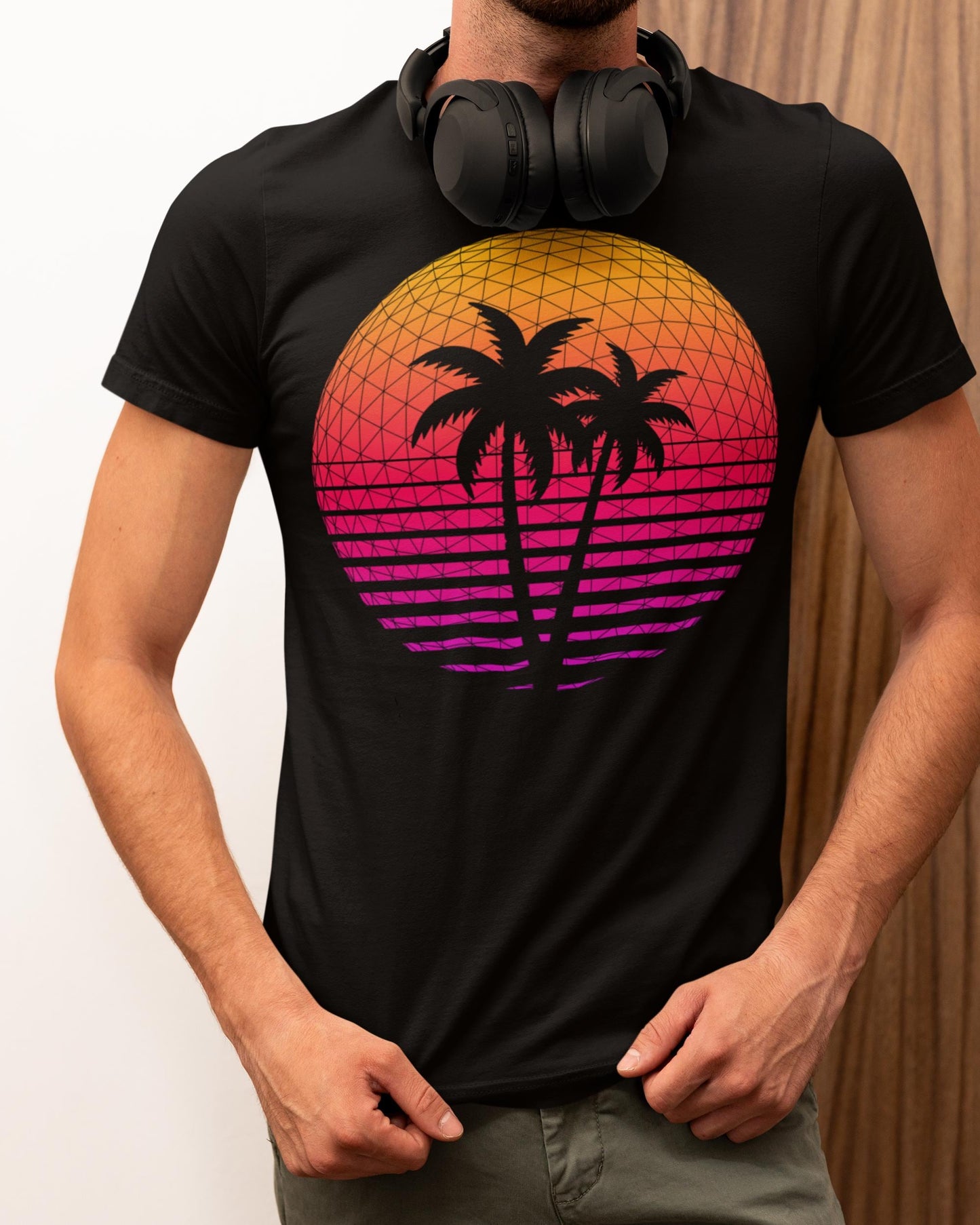 Retro Palm Tree Graphic Tee | Summer Vibes T-Shirt | Synthwave 80s Sun