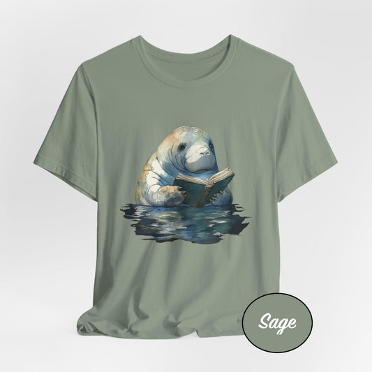 Manatee Reading Books in Water