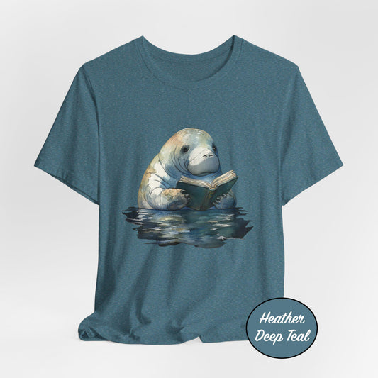 Manatee Reading Books in Water